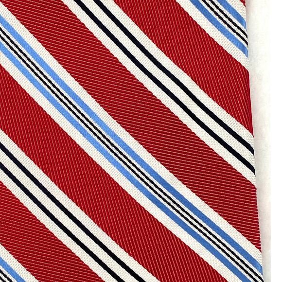 Mens 100% Silk Repp Tie Striped Red White Blue Daniel Cremieux USA 61.5"  4" - Picture 4 of 5
